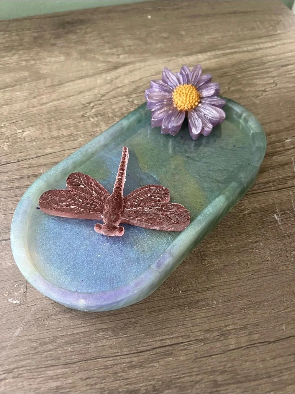Resin Decorative Vanity Tray - Green Blue Accent